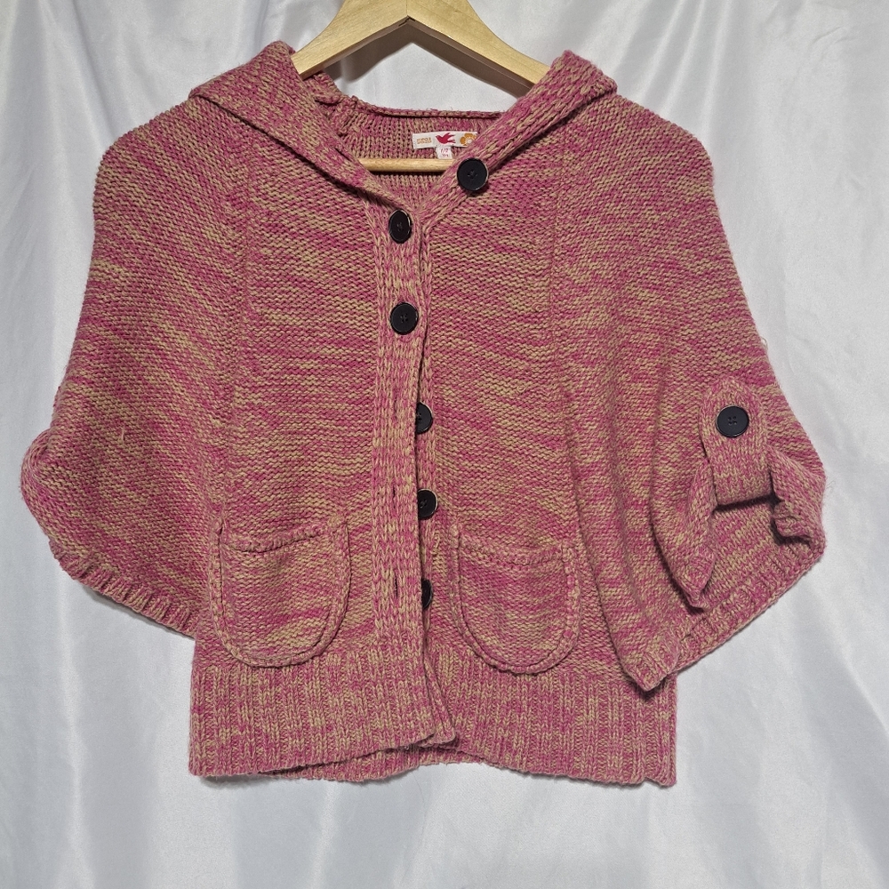 Marks & Spencer Girls Knit Hooded Cardigan Size 11-12 Yrs‎ UK 3/4 Sleeve Buttons
